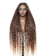 Deep Curly Boho Knotless Braided HD Full Lace Wig Natural Black