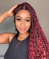 Deep Curly Boho Knotless Braided HD Full Lace Wig Gradient Brown