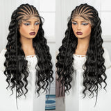 13x6 HD Lace Front Deep Wave Hair Wigs with Cornrow Braids