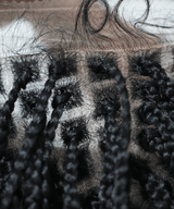 Short HD Full Lace Knotless Boho Box Braided Wig With Human Hair Natural Black