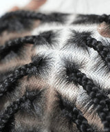 Human Baby Hair Boho Curls Knotless Braided HD Full Lace Wig Hand-tied Natural Black
