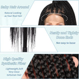Straight HD Lace Knotless Box Braids Wig Natural Black
