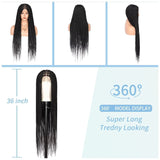 Straight HD Lace Knotless Box Braids Wig Natural Black