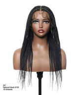 Straight HD Lace Knotless Box Braids Wig Natural Black