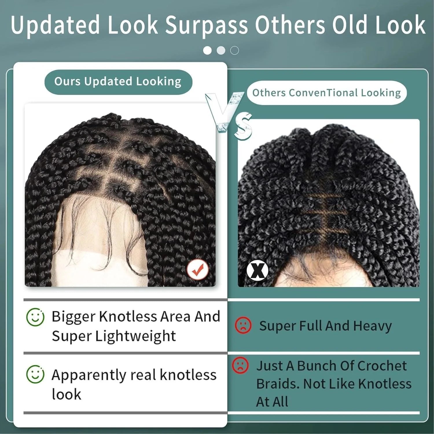 Straight HD Lace Knotless Box Braids Wig Natural Black