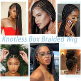 Straight HD Lace Knotless Box Braids Wig Natural Black