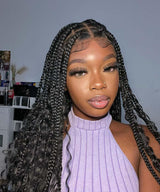 Deep Curly Boho Knotless Braided HD Full Lace Wig Gradient Brown
