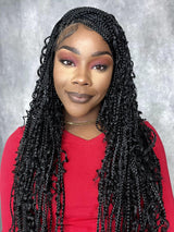 Deep Curly Boho Knotless Braided HD Full Lace Wig Natural Black