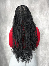Deep Curly Boho Knotless Braided HD Full Lace Wig Natural Black