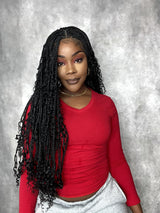 Deep Curly Boho Knotless Braided HD Full Lace Wig Gradient Brown