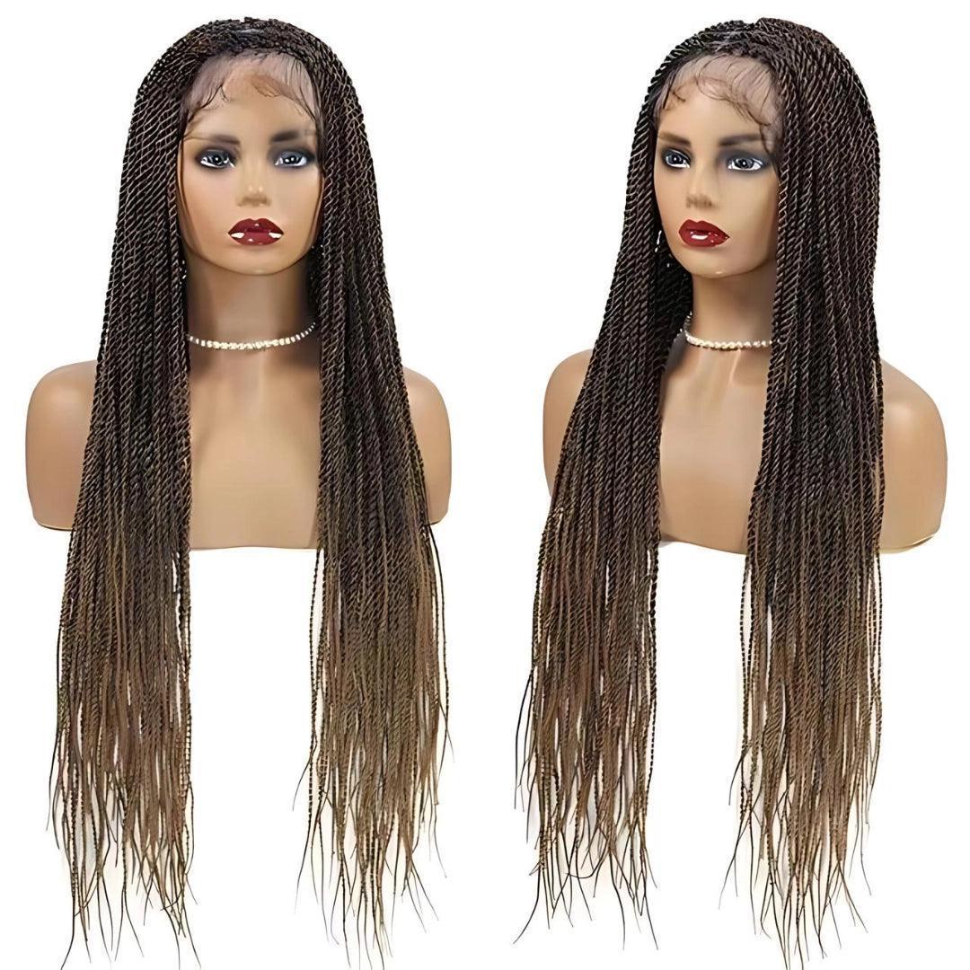 Straight HD Lace Knotless Box Braids Wig Natural Black