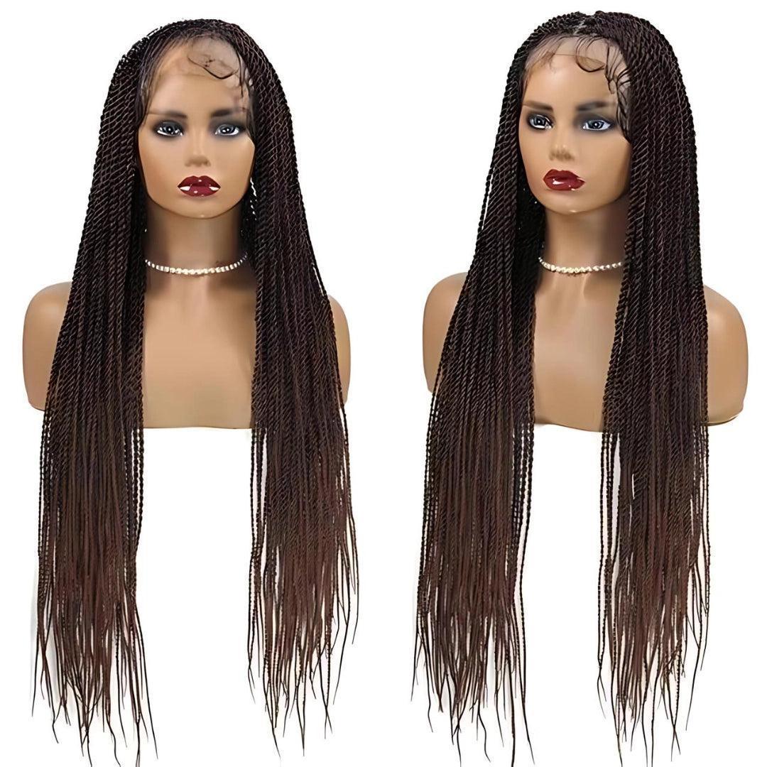 Straight HD Lace Knotless Box Braids Wig Natural Black