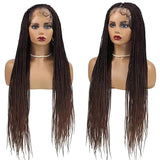 Straight HD Lace Knotless Box Braids Wig Natural Black
