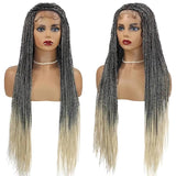 Straight HD Lace Knotless Box Braids Wig Natural Black