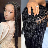 Straight HD Lace Knotless Box Braids Wig Natural Black