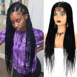 Straight HD Lace Knotless Box Braids Wig Natural Black