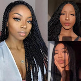 Straight HD Lace Knotless Box Braids Wig Natural Black