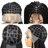 Straight HD Lace Knotless Box Braids Wig Natural Black
